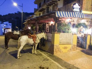 Alhambra is one of the two Arenas restaurants where locals park their horse in front 